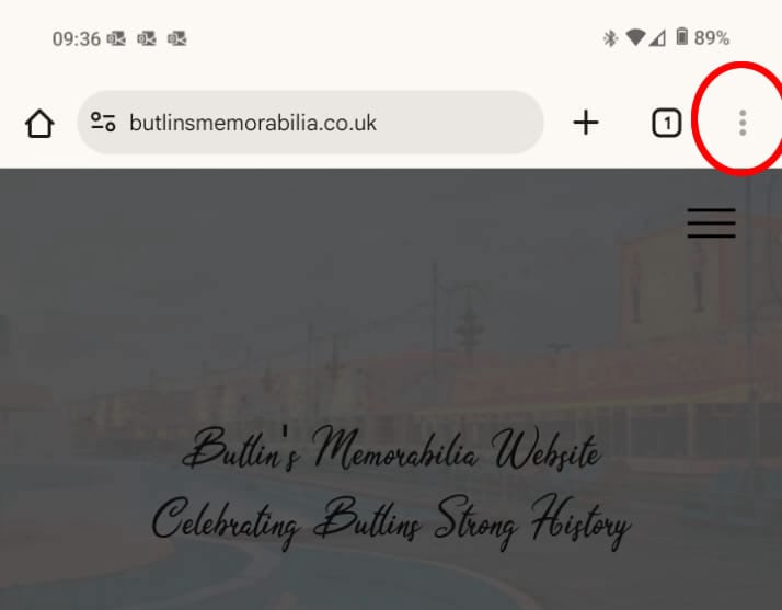 Butlins Memorabilia Website on Android
