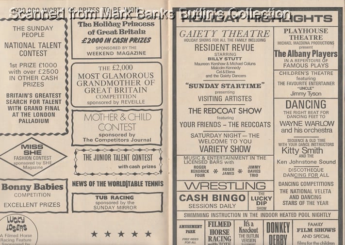 1972 Butlins Barry Island Entertainment Guide