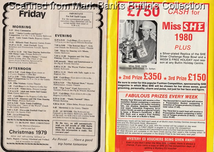 1979 Butlins Barry Island Entertainment Guide